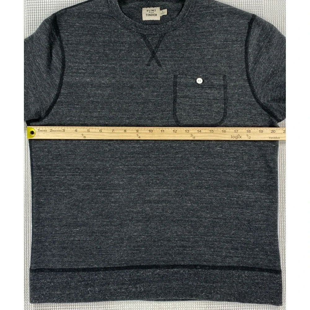 Flint & Tinder French Terry Pocket Crew‎ Sweatshirt Dark Gray USA Men's Large